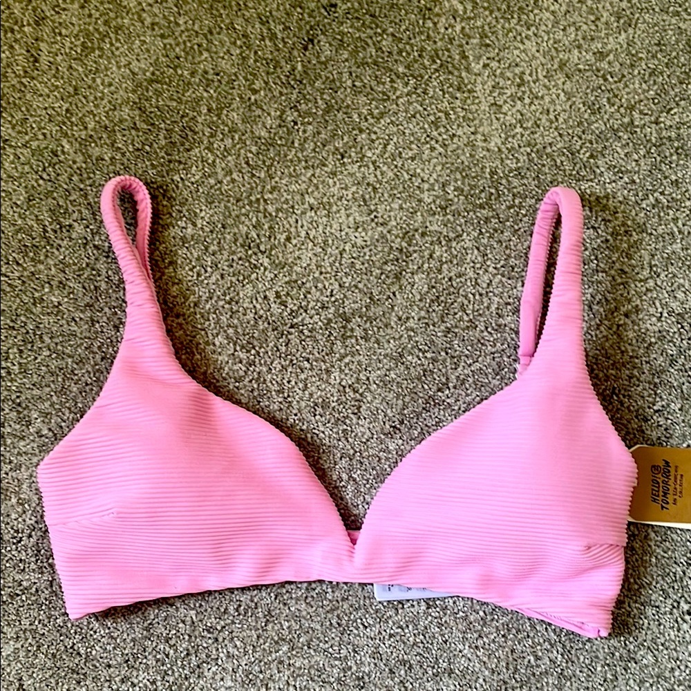 NWT Billabong Tanlines Dion bikini top Sz L /12  removable padded bra cups pink